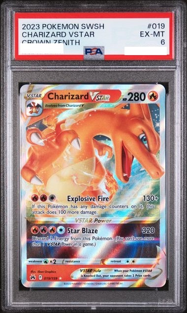 [PSA 6] 2023 POKEMON SWORD AND SHIELD CROWN ZENITH #019 CHARIZARD VSTAR CROWN ZENITH