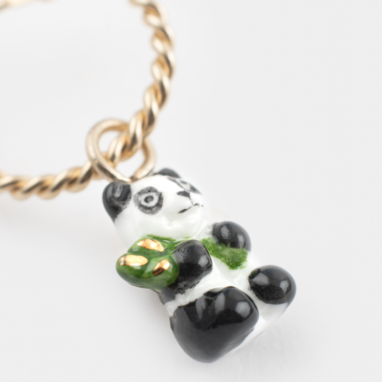 熊貓迷你圈型耳環-單只