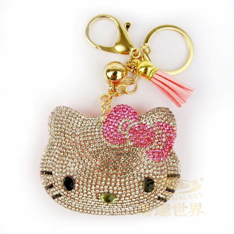 日本三麗鷗 Hello Kitty 絨面閃光皮革鑰匙圈掛件粉紅色