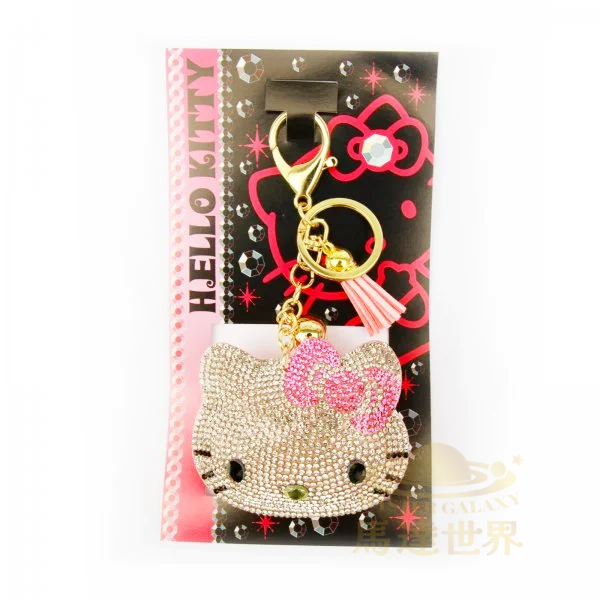 日本三麗鷗 Hello Kitty 絨面閃光皮革鑰匙圈掛件粉紅色