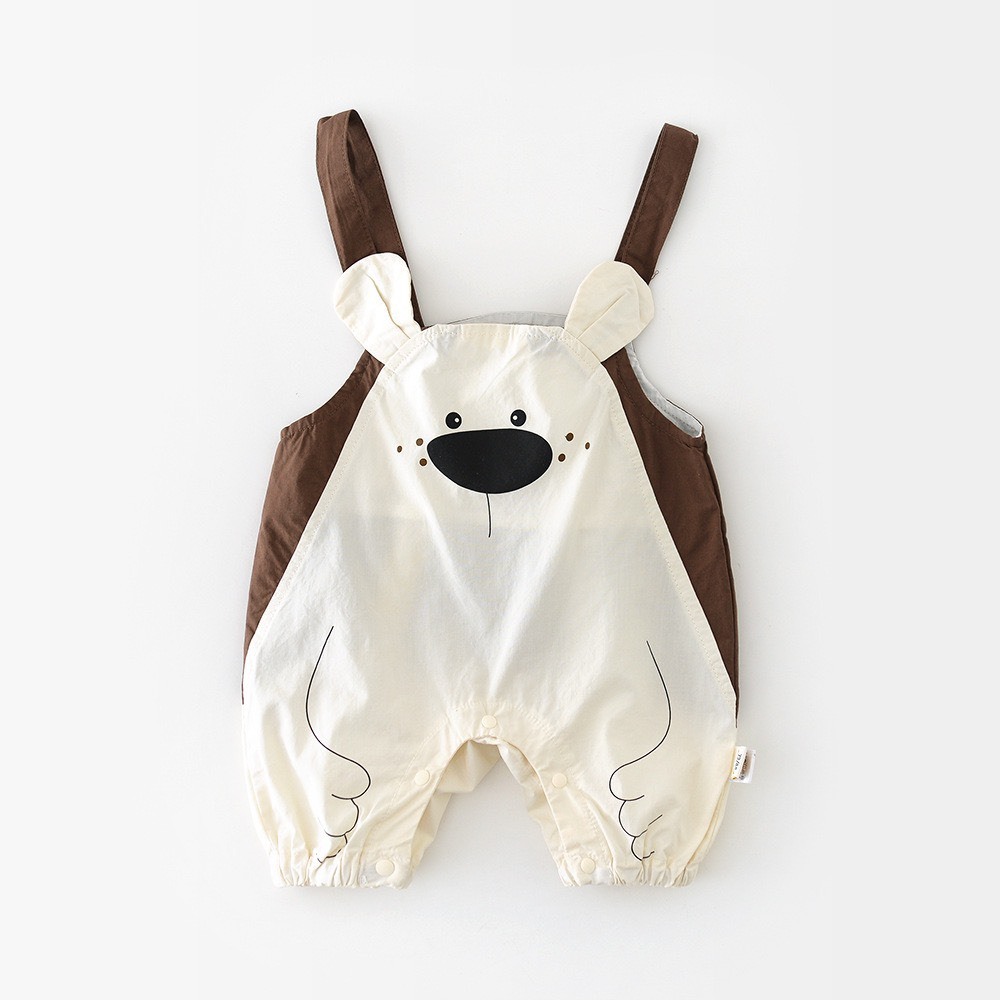 可愛撞色小熊吊帶褲