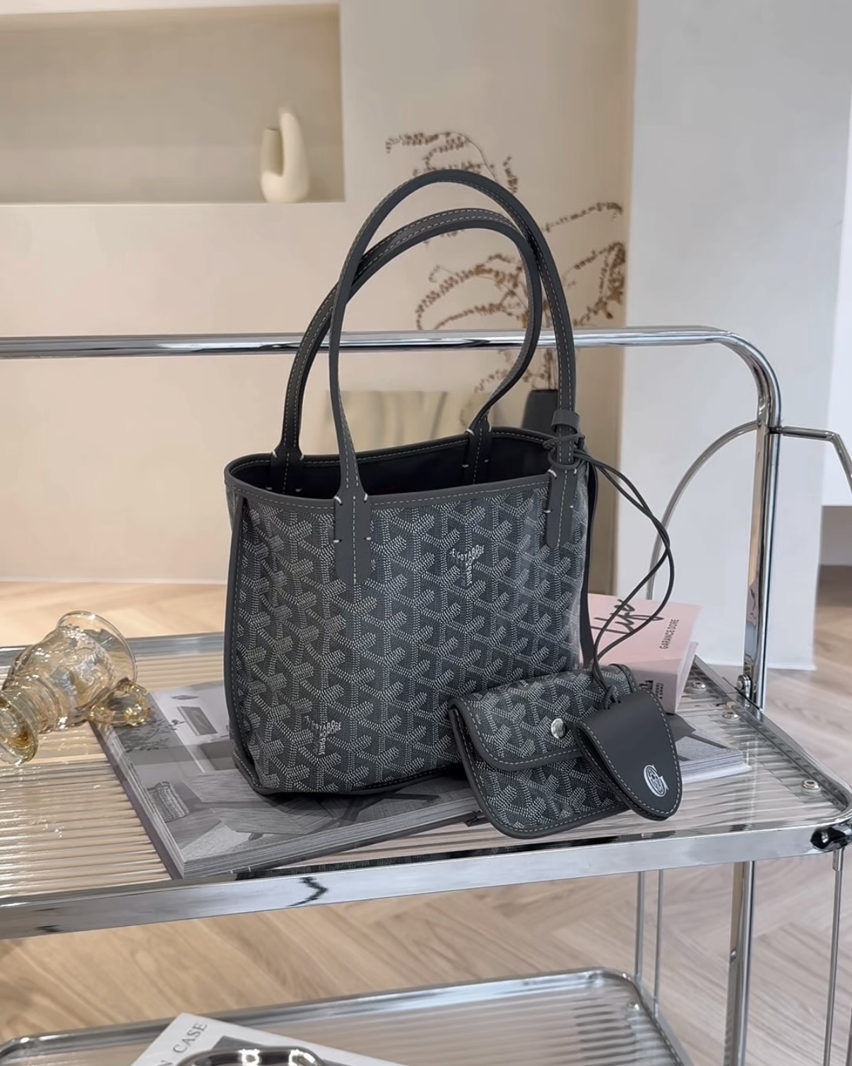 GOYARD｜新款ANJOU 迷你托特包 灰色 (帶磁吸包夾)
