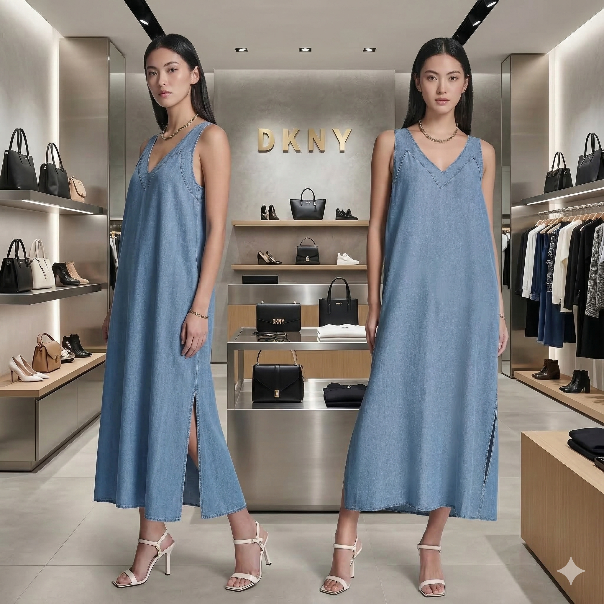 【預購】DKNY H031012 仿丹寧長裙