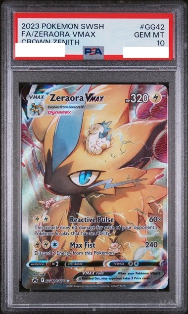 [PSA 10] 2023 POKEMON SWORD AND SHIELD CROWN ZENITH #GG42 FA/ZERAORA VMAX CROWN ZENITH