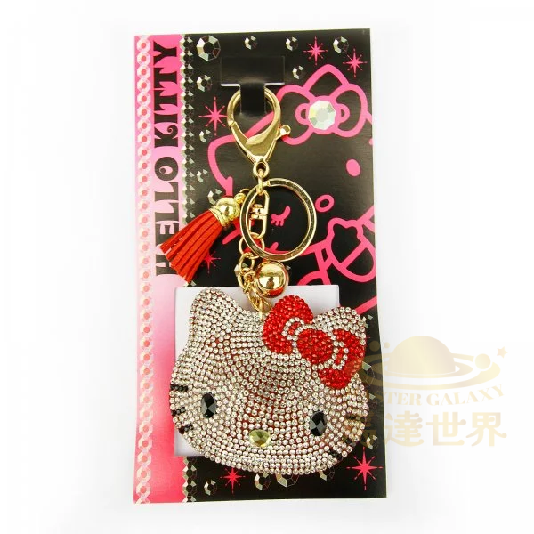 日本三麗鷗 Hello Kitty 絨面閃光皮革鑰匙圈掛件 紅色