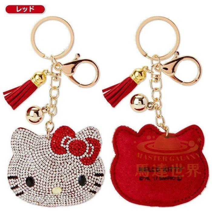 日本三麗鷗 Hello Kitty 絨面閃光皮革鑰匙圈掛件 紅色