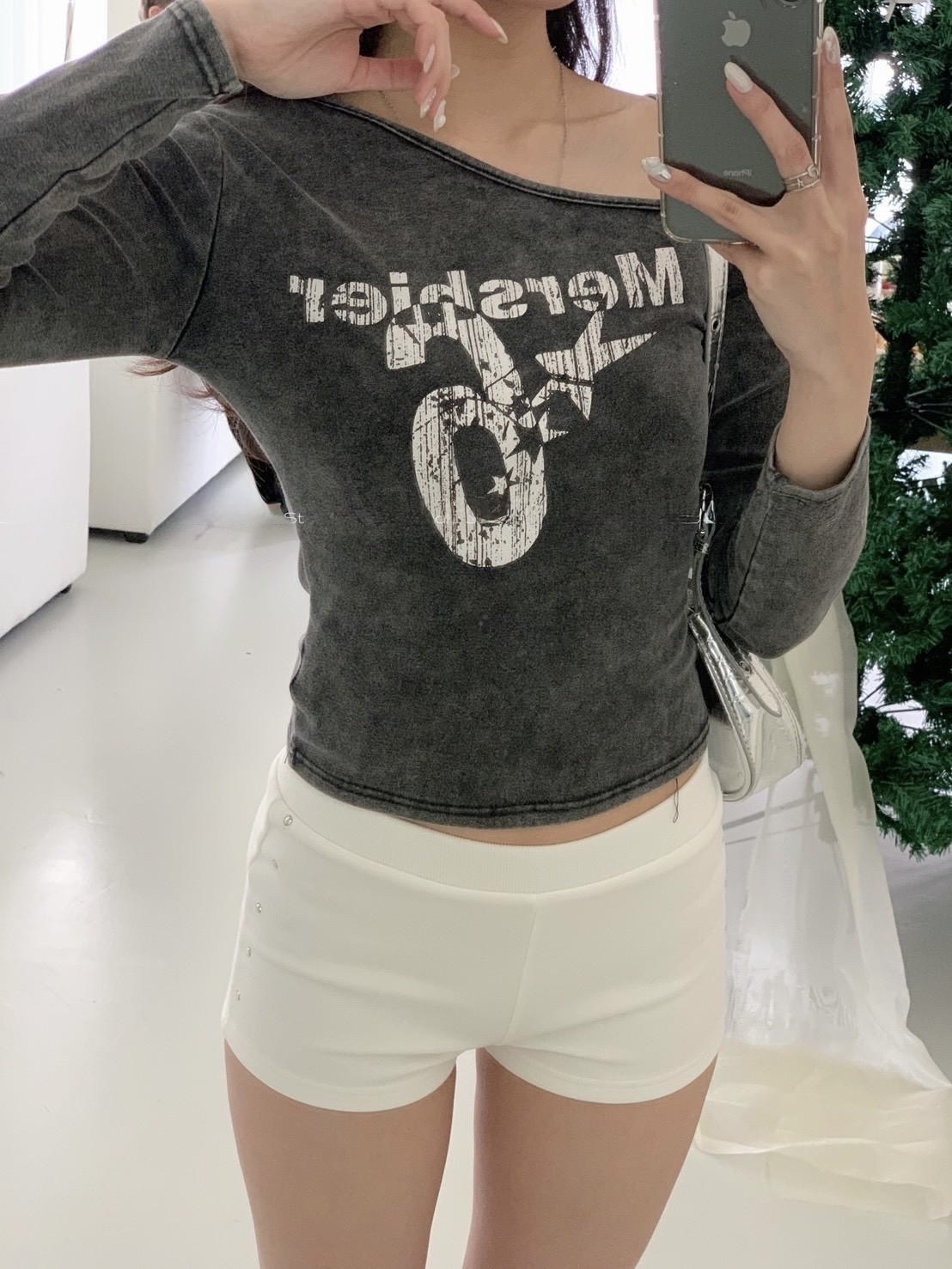 A34 現貨釘珠低腰休閒素色短褲