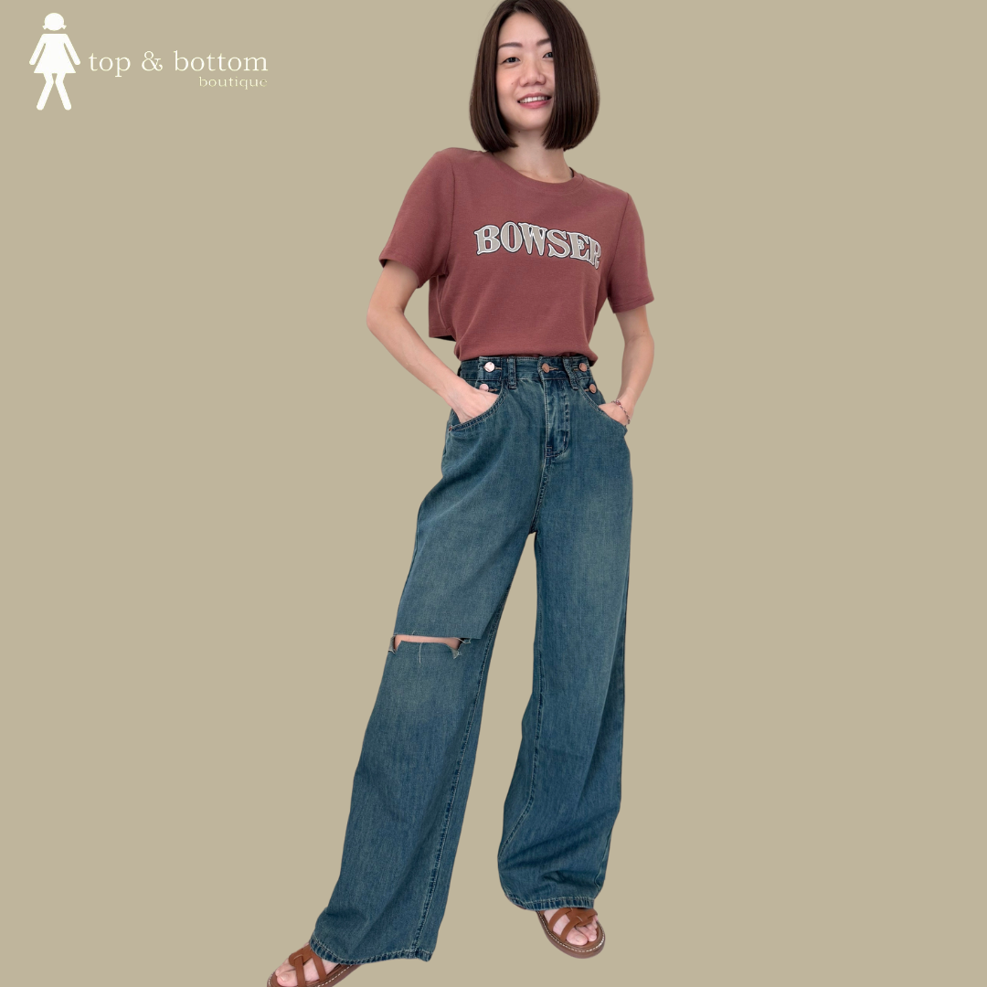 HIGH WAISTED CUT OUT DENIM PANT