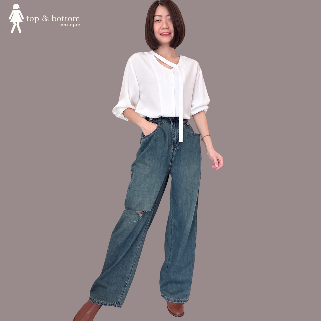 HIGH WAISTED CUT OUT DENIM PANT