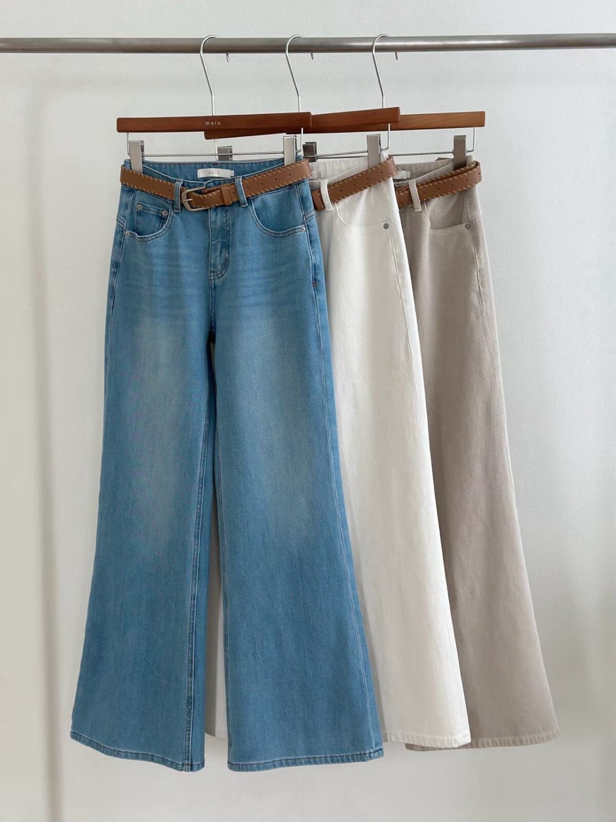 ML6047 韓國復古闊腳牛仔褲