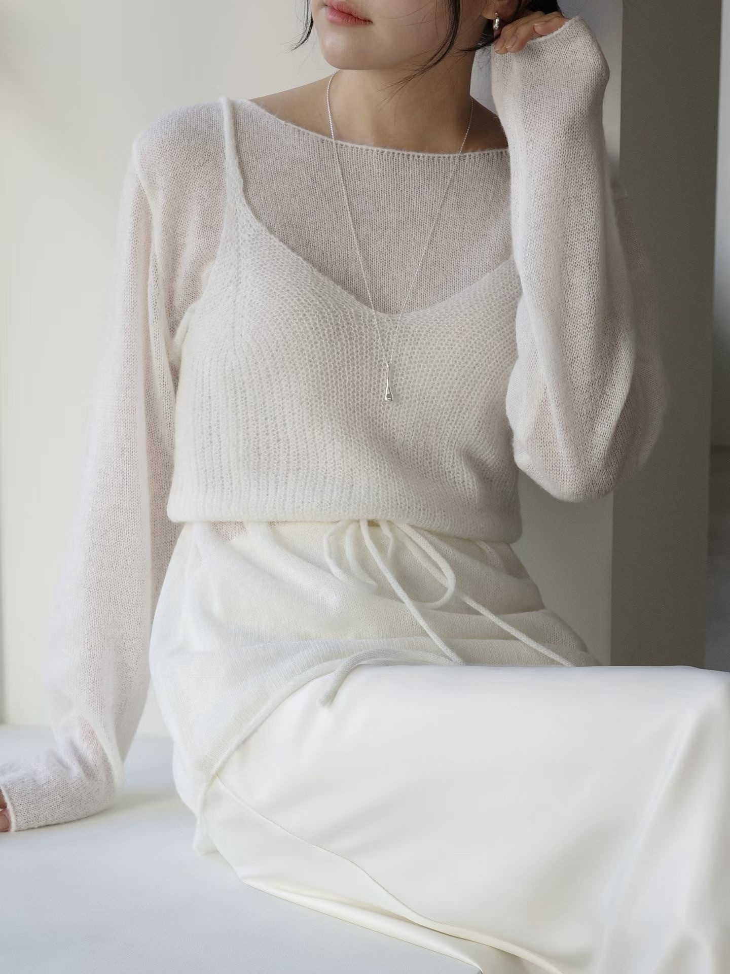 #228N708 春意疊穿；棉花糖雲感針織set上衣