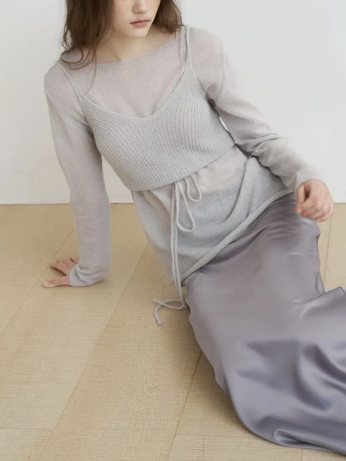 #228N708 春意疊穿；棉花糖雲感針織set上衣