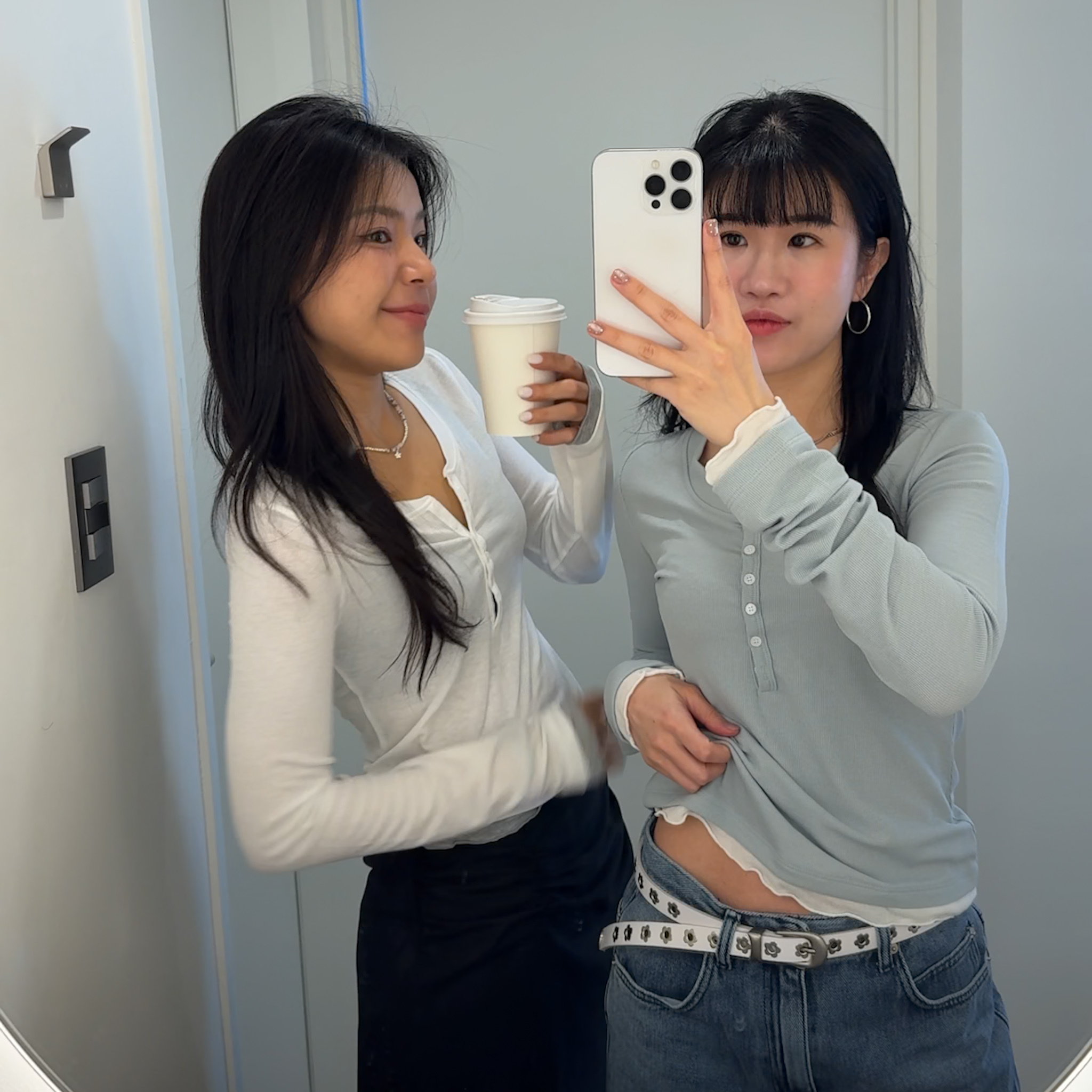 RS10 Rayon軟Q羅紋木耳邊假雙層T(白/灰/薄荷綠)