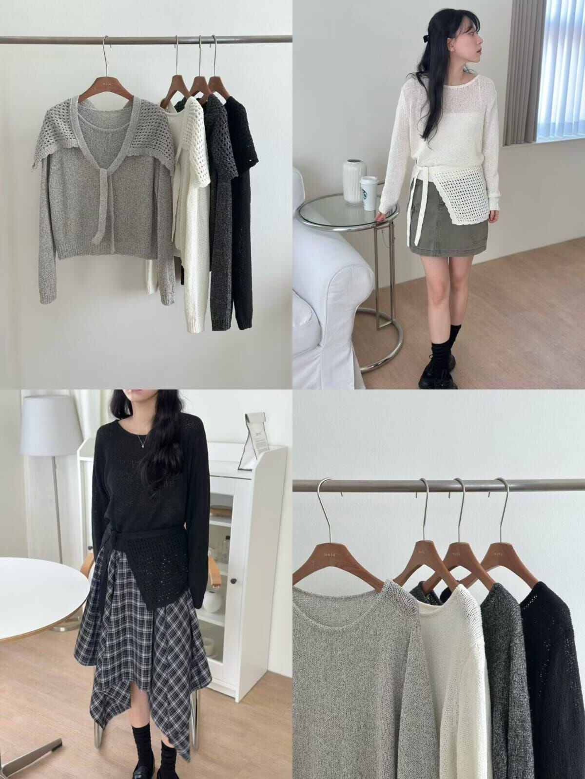 ML6052 慵懶風透膚洞洞針織上衣