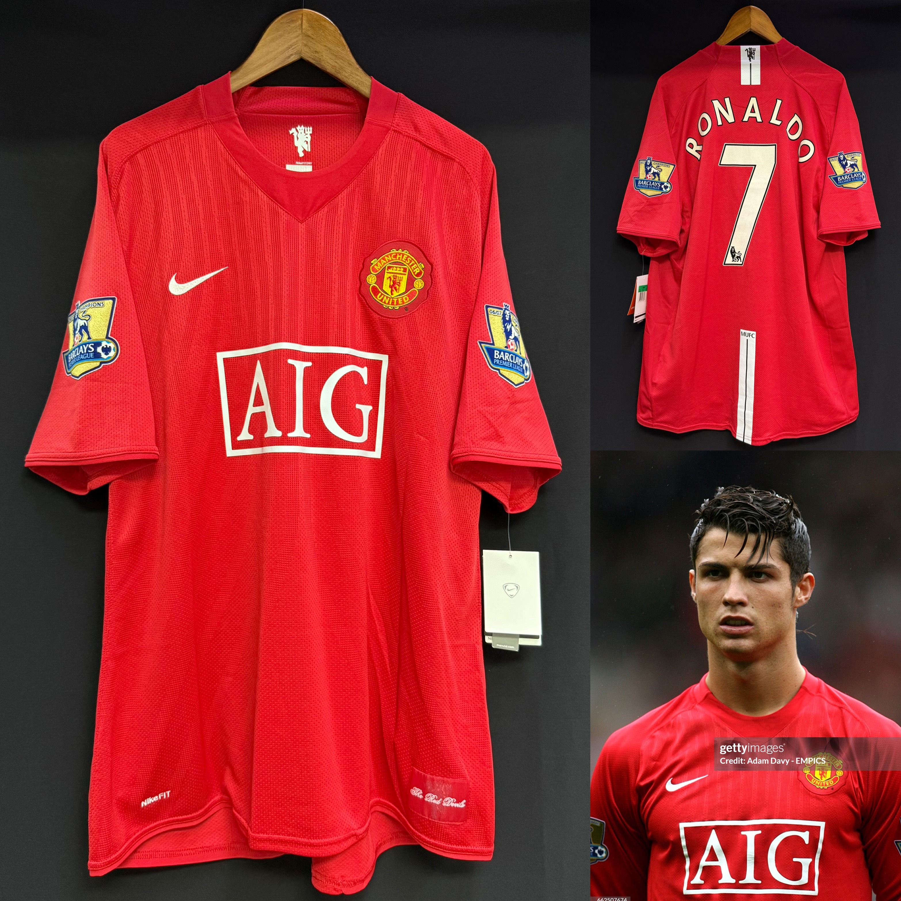 (BNWT) Manchester United 2007-2008 Nike Home Shirt #7 RONALDO