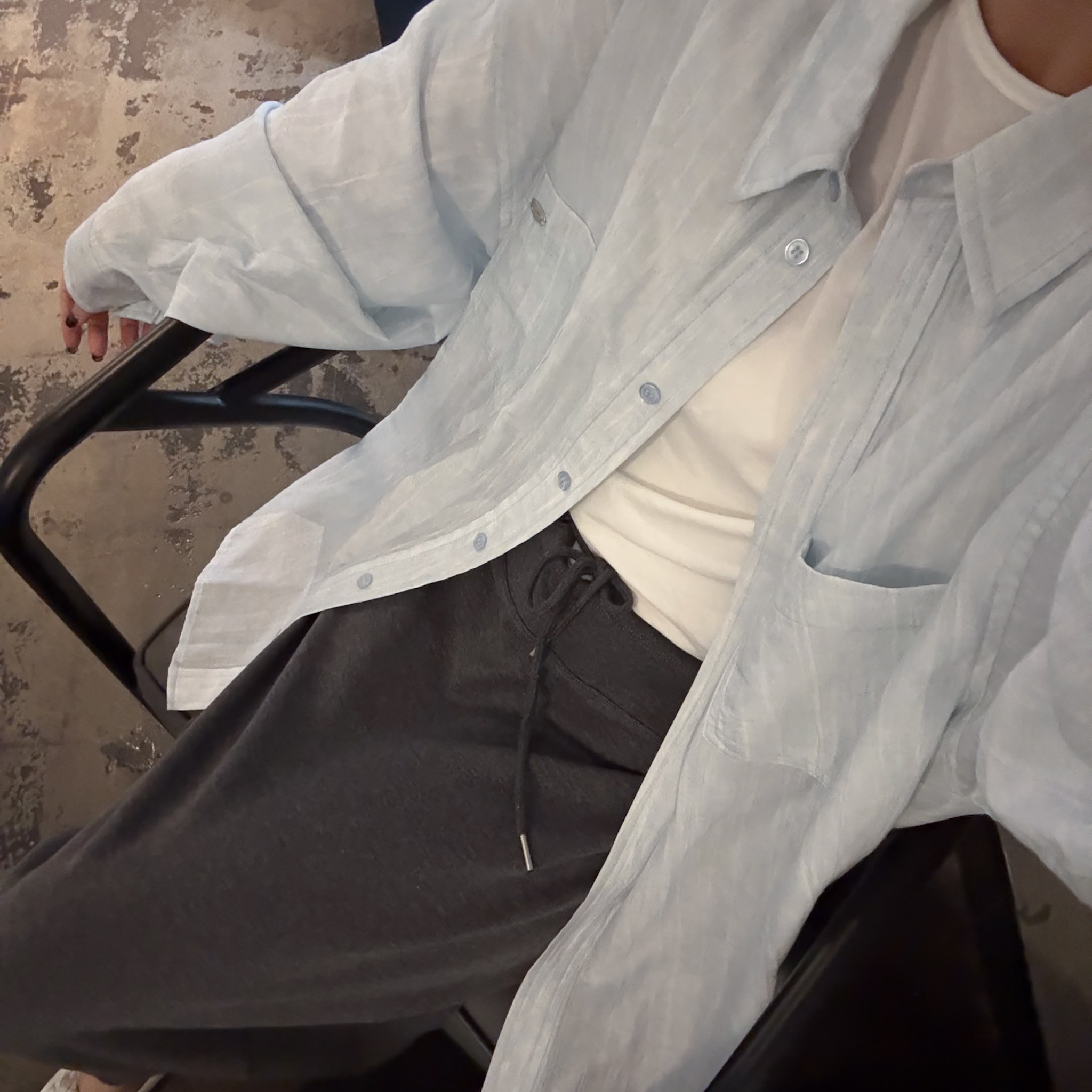 RS12 高單!春天淺淺紋理感直紋襯(雲朵藍)