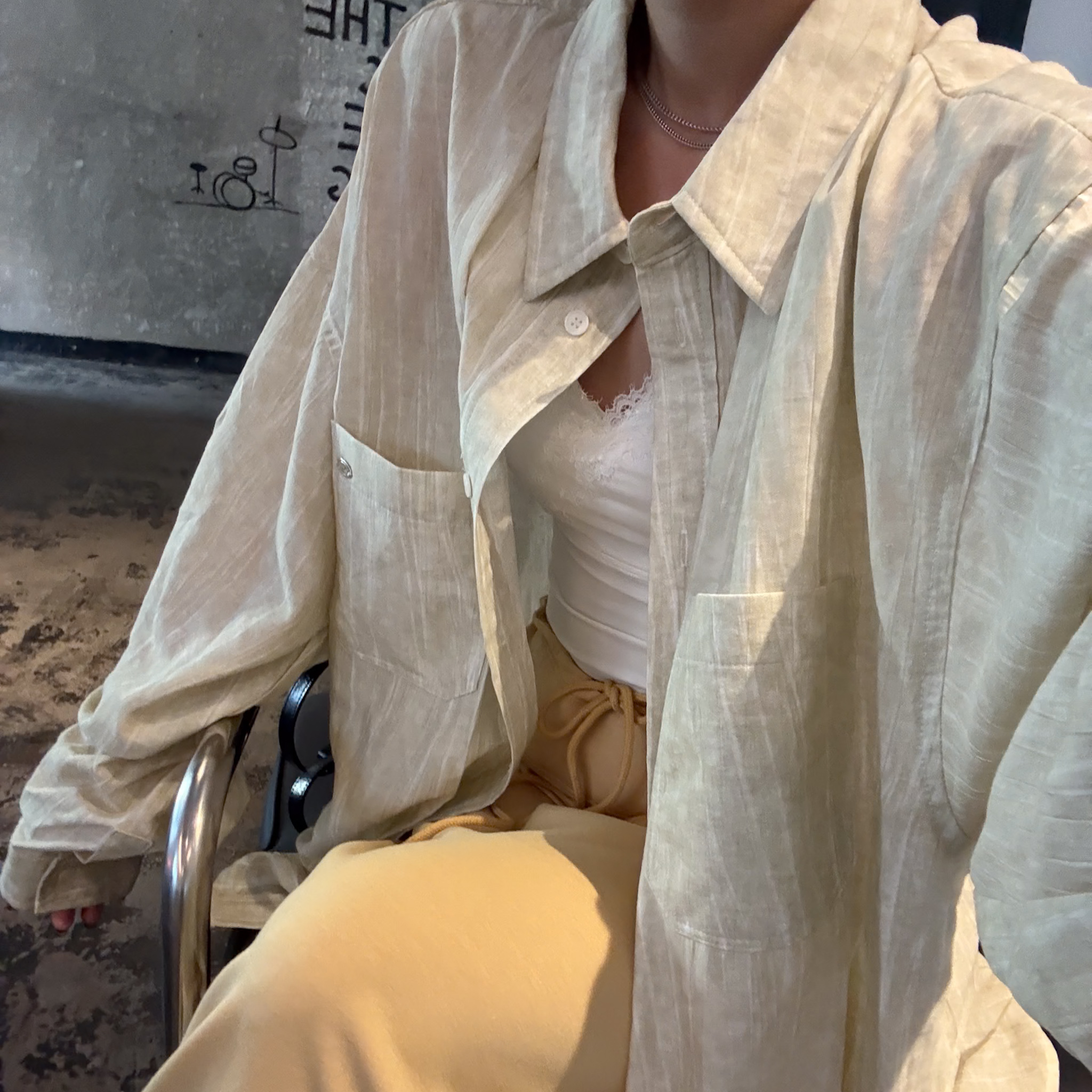 RS12 高單!春天淺淺紋理感直紋襯(淺檸綠)