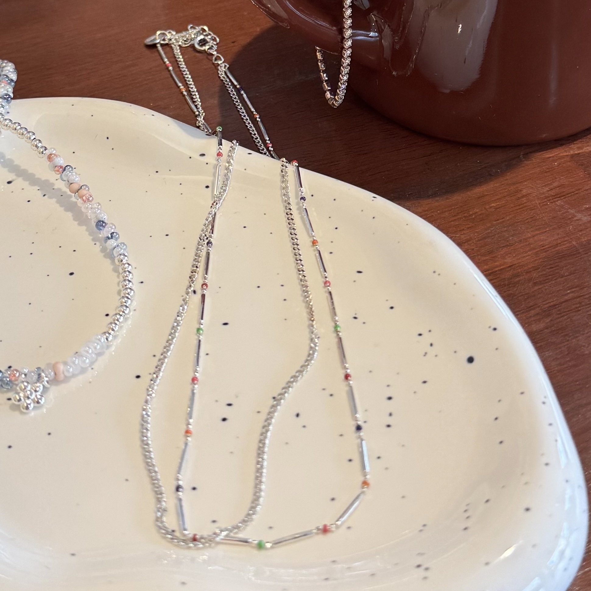 RS24 雙圈細竹節珠珠純銀項鍊(無折扣)