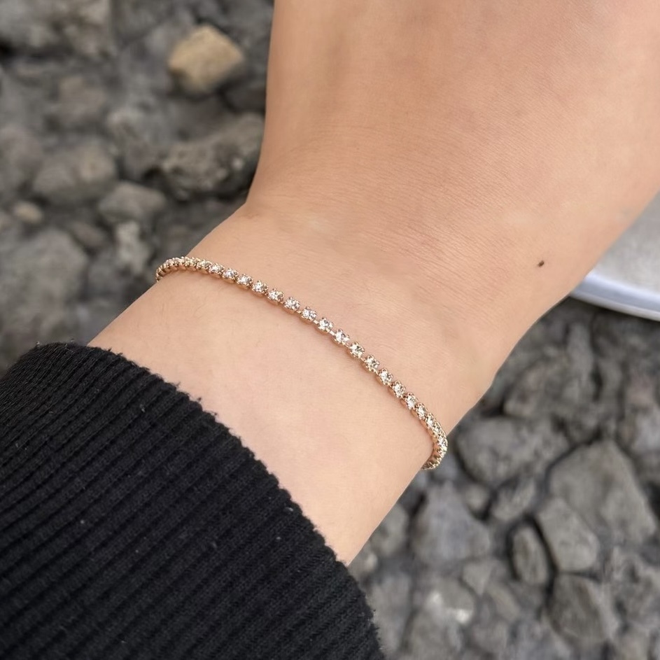 RS22 玫瑰金鑽氣質純銀手鍊(無折扣)