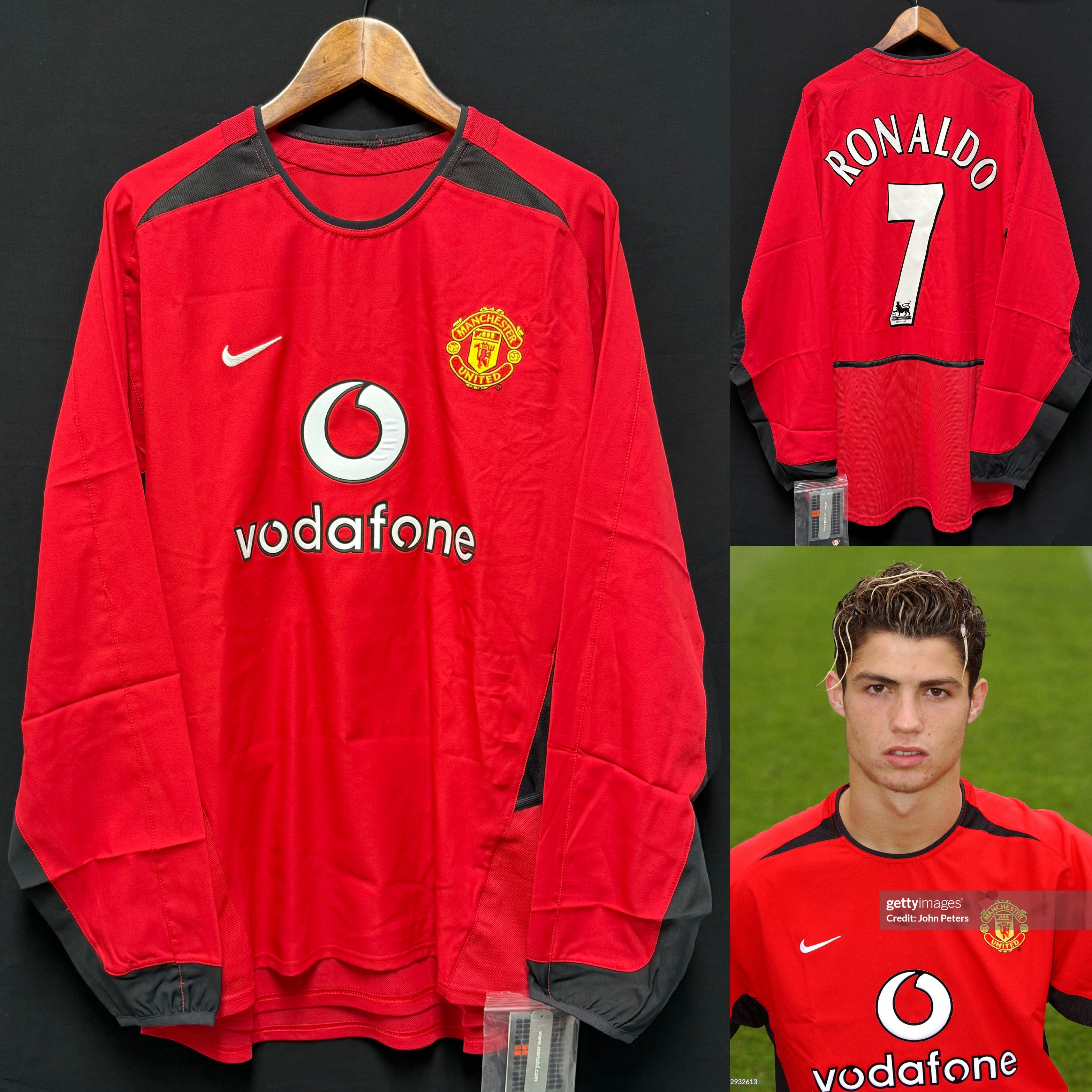 (BNWT) Manchester United 2003-2004 Nike L/S Home Shirt #7 RONALDO