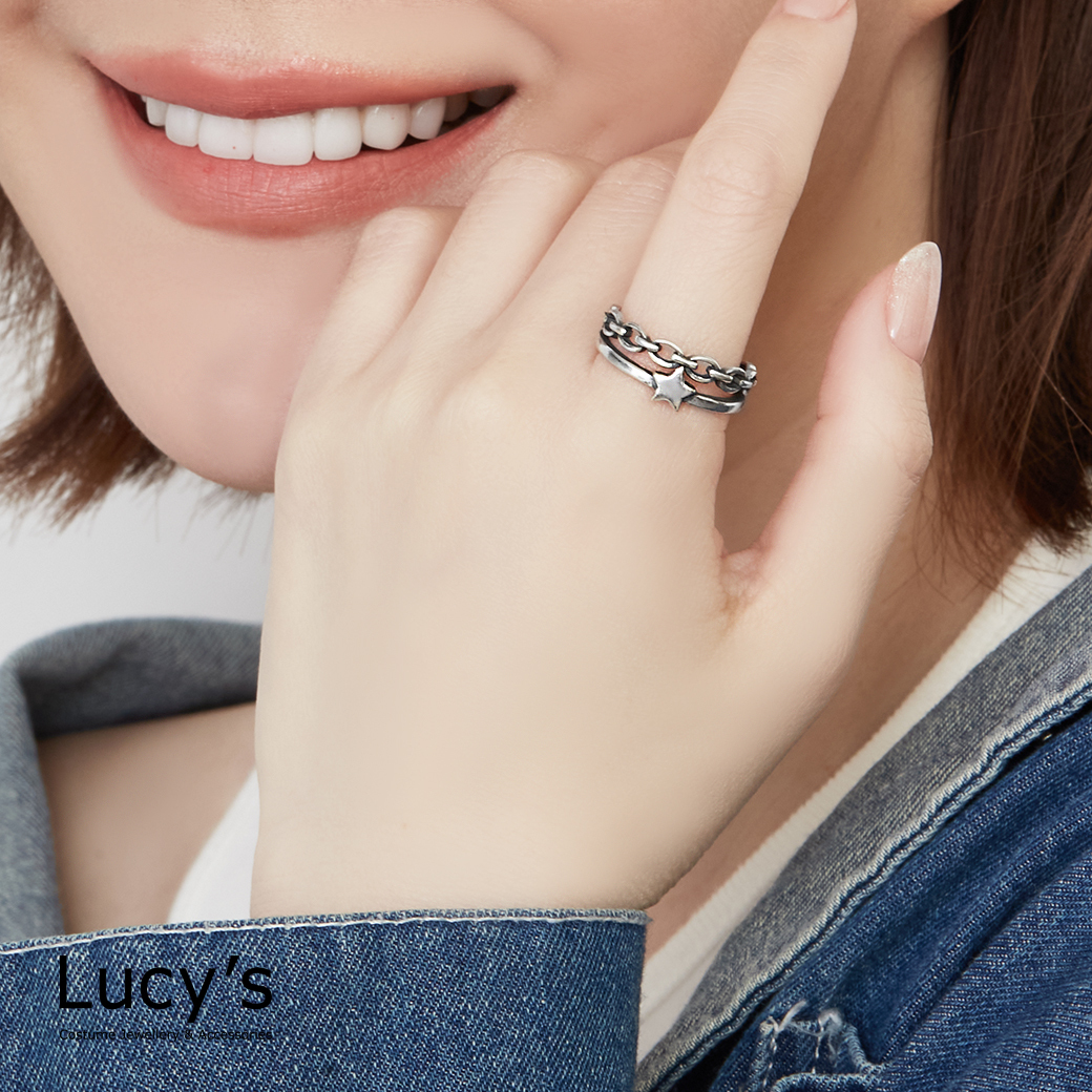 925純銀 星鏈 硫化戒指 (125766/125767)