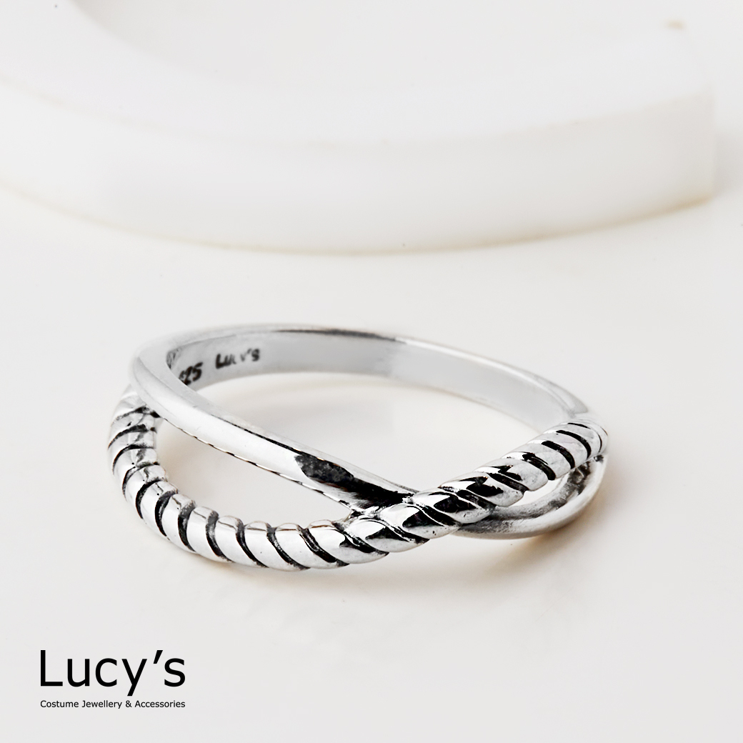 925純銀 線繩交織 硫化戒指 (126031)
