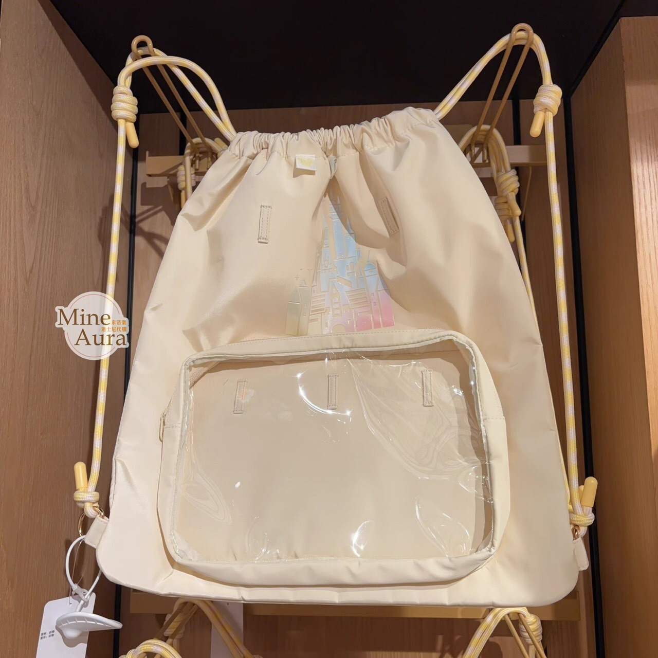 城堡圖案 透明 造型 束口設計 後背包 -上海迪士尼樂園