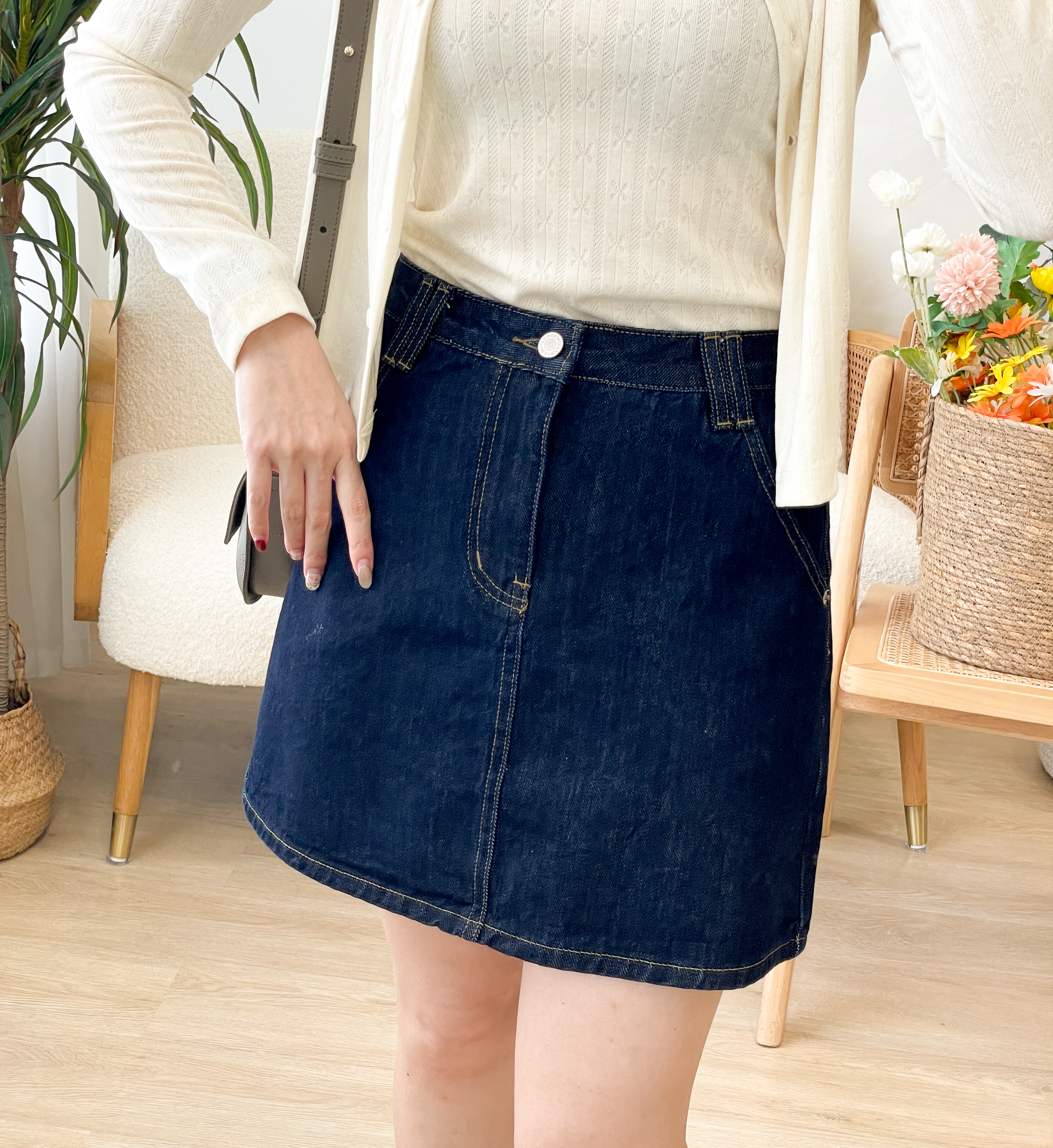 SK601 Indigo Dark Denim Mini Skirt