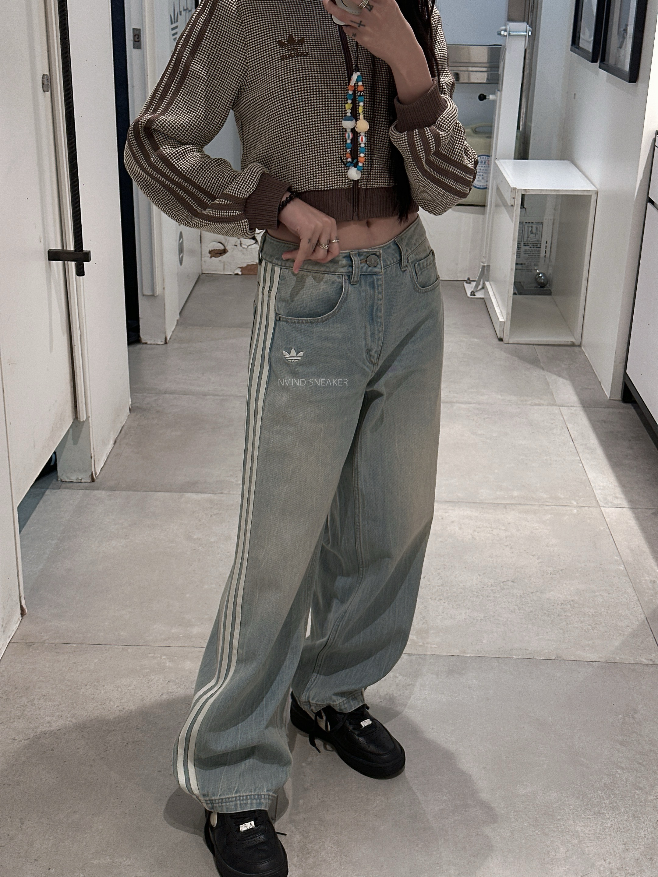 ADIDAS ORIGINALS 丹寧牛仔長褲 淺藍/深藍