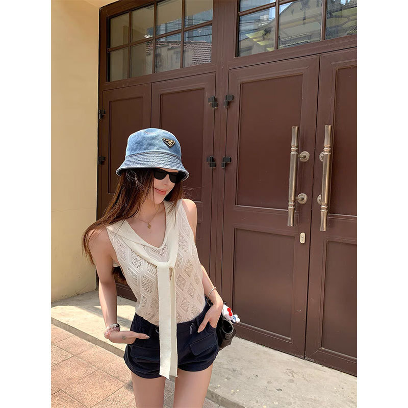 涼感針織 格紋海軍領上衣