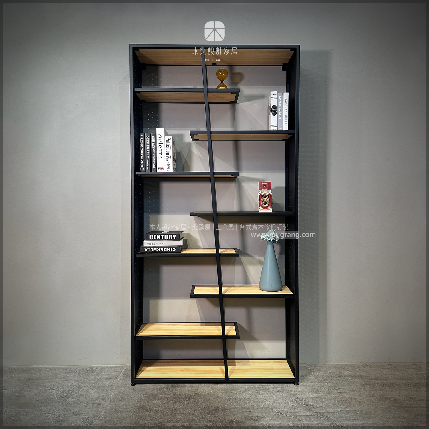 台灣製-工業風斜字造型書架|可訂製