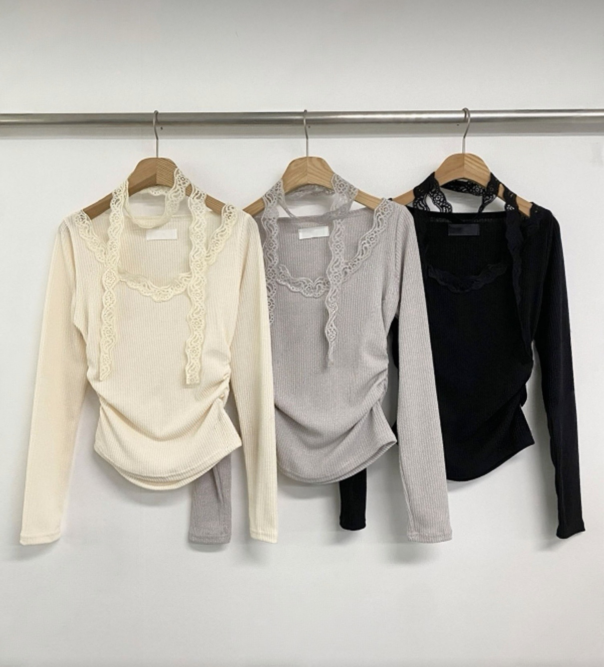 [2026新款] V領Lace choker羅紋上衣✨