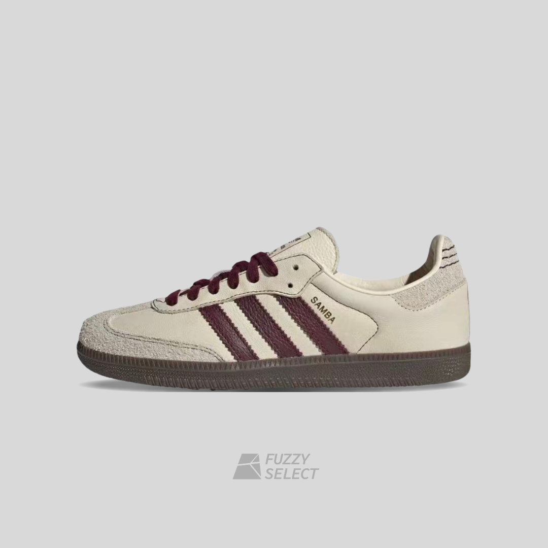 【逢甲 FUZZY】W Adidas Samba "White Maroon" 米紅 卡其 麂皮  IG1987