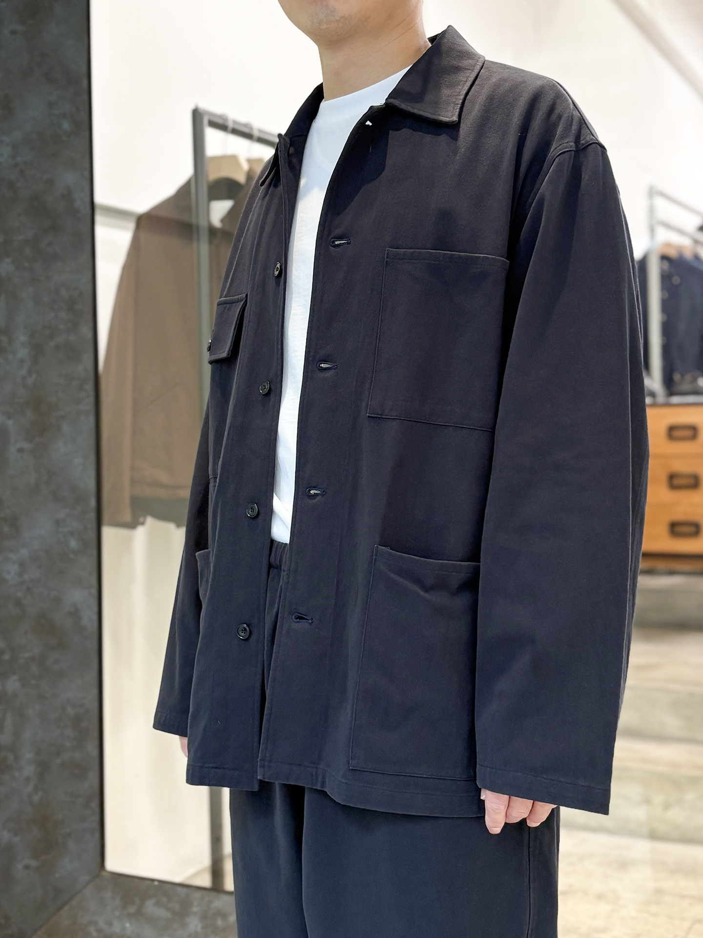 ジャケット・アウター awasa26ss shirt jacket naby size2 AWASA Hard Twist Cotton Twill Utility Shirt Jacket Navy