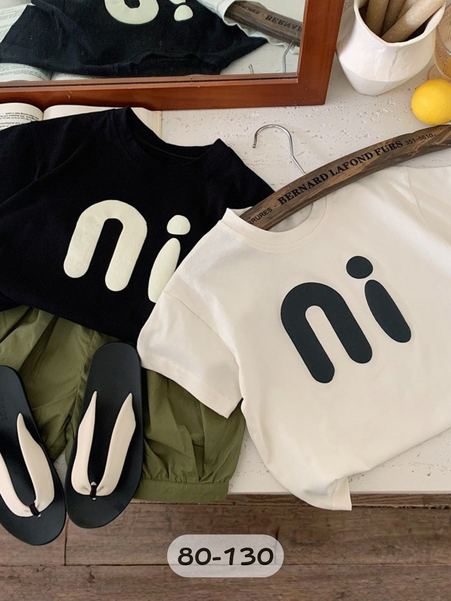 黑白 ni 字母 短袖上衣