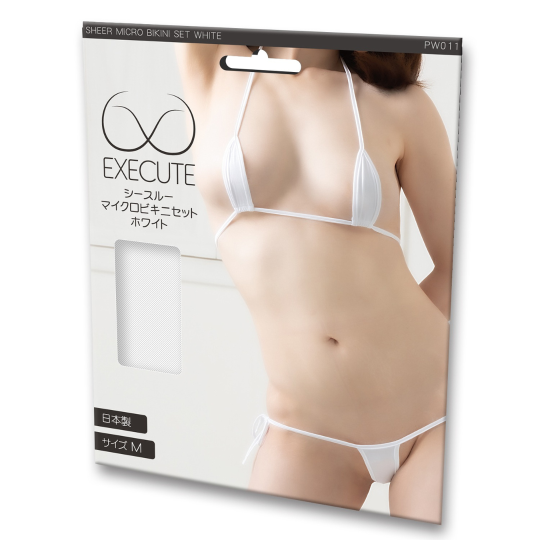 EXECUTE - 超羞恥迷你比基尼套裝 [日本製超細纖維] - 黑色/白色