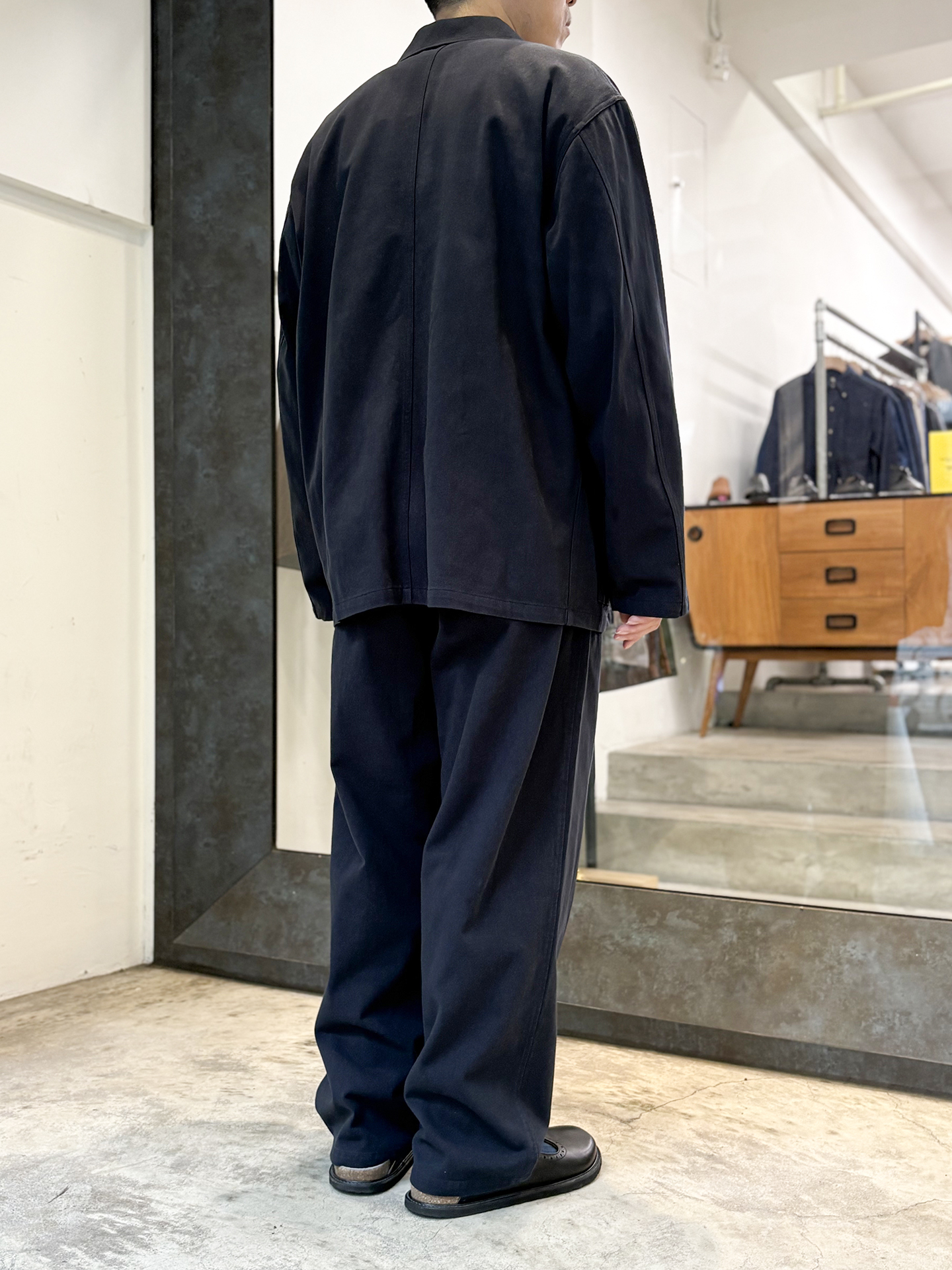 AWASA Hard Twist Cotton Twill Over Pants Navy