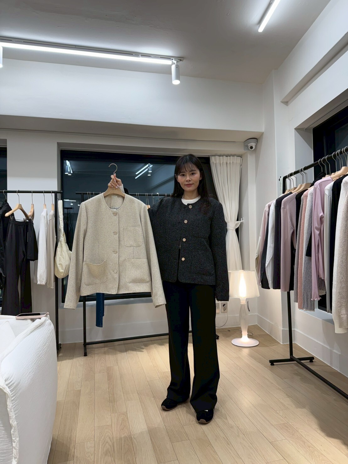 PE6004 格紋法式外套