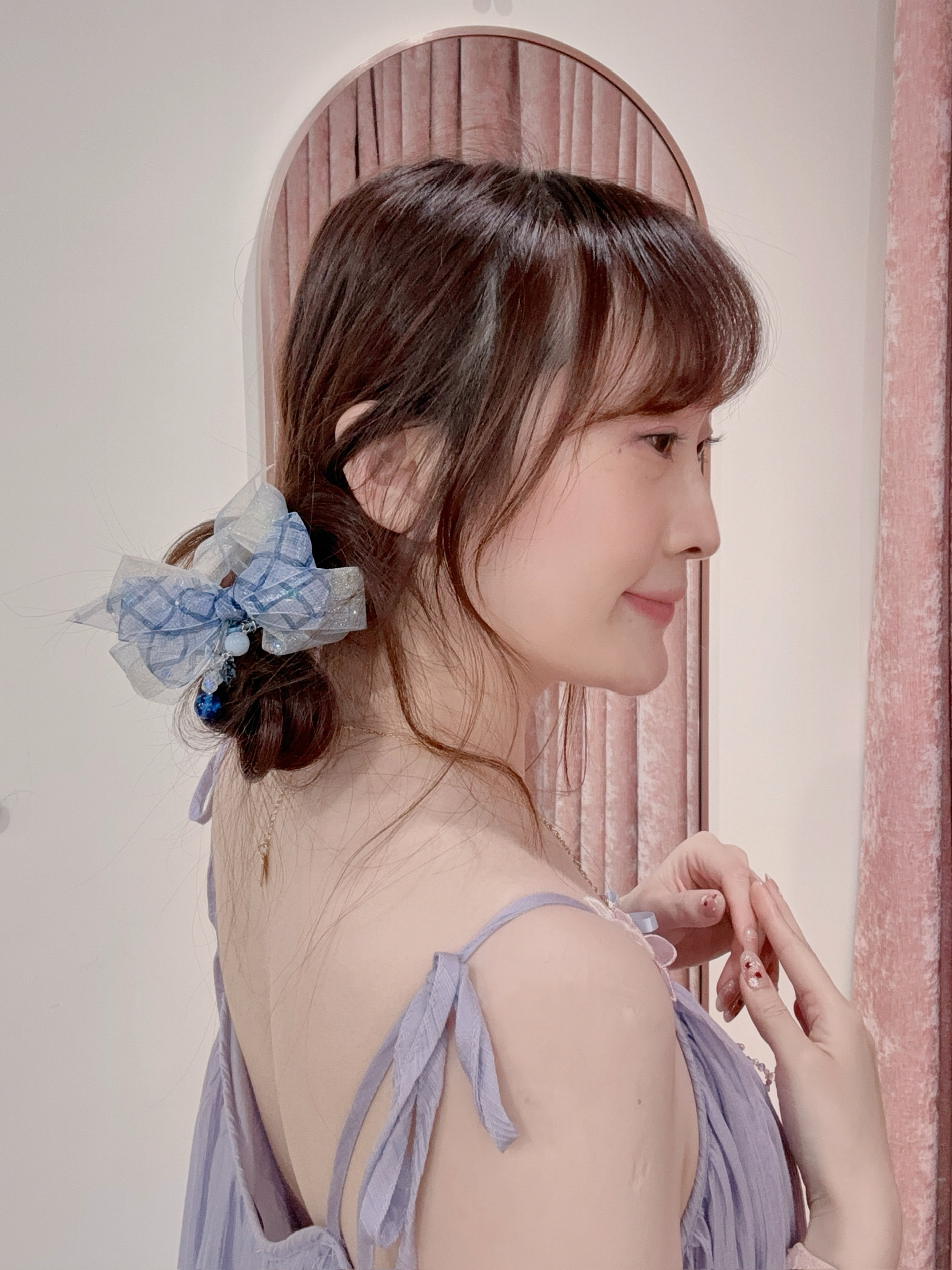 13452 Misty Gauze Gem Bow Hair Band