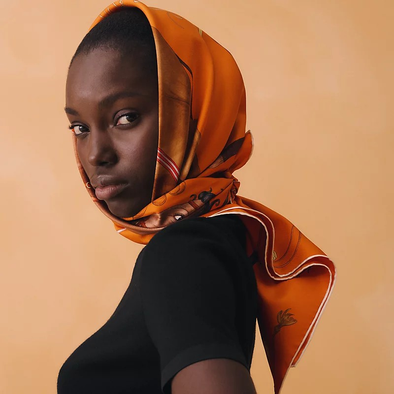 1YK0312-001 [HERMES] Grand Galop Scarf 90 Orange #H004311S 01 (BR)