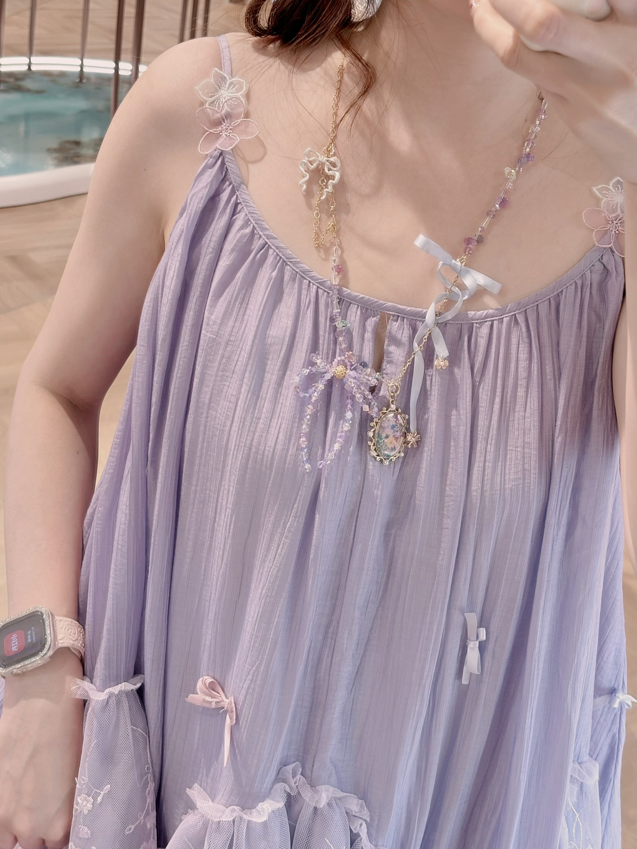 13487 Satin Knot Resin Cascade S925 Necklace