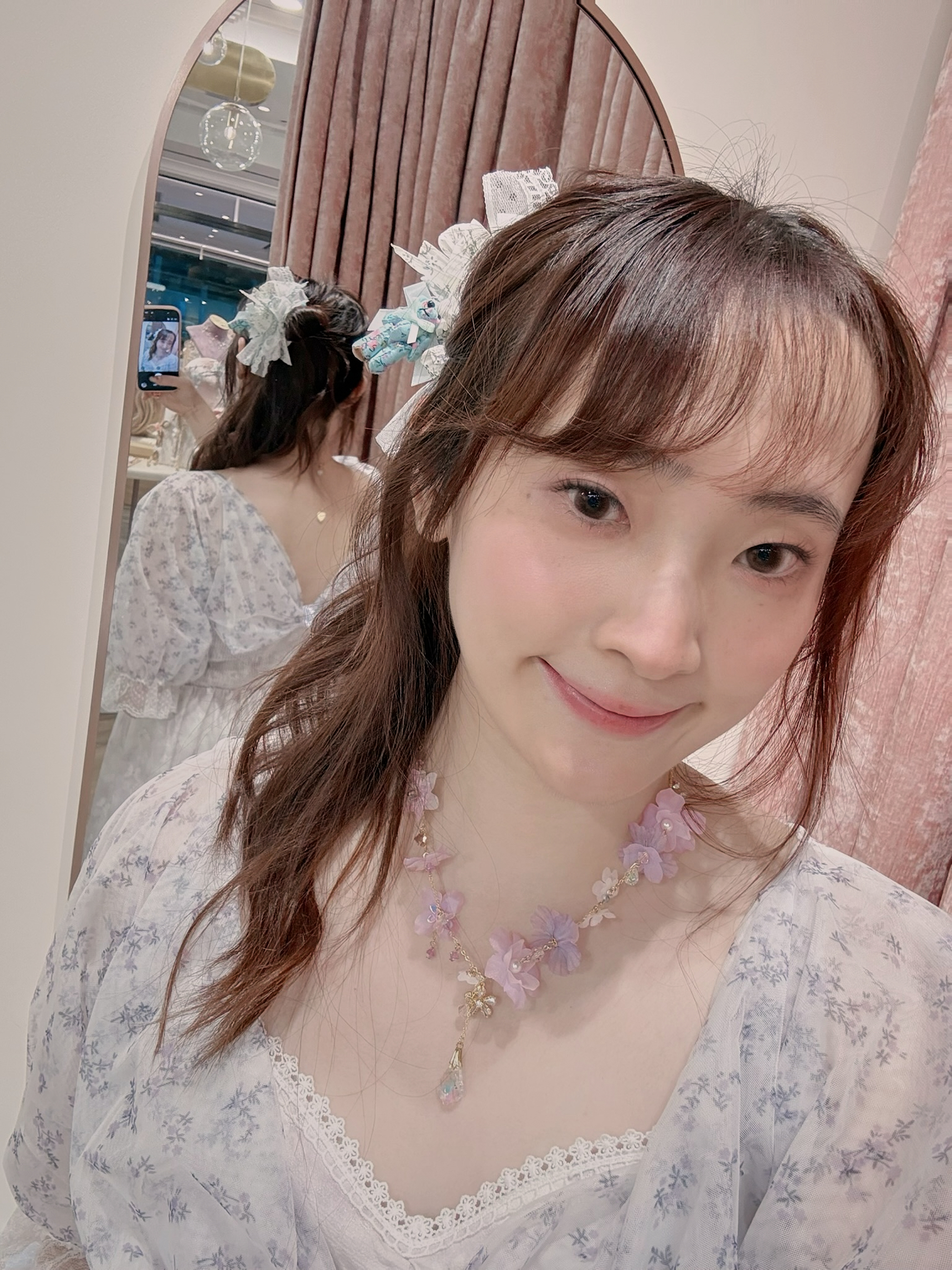 13493 2-Way Layered Bloom Crystal Waterfall S925 Necklace