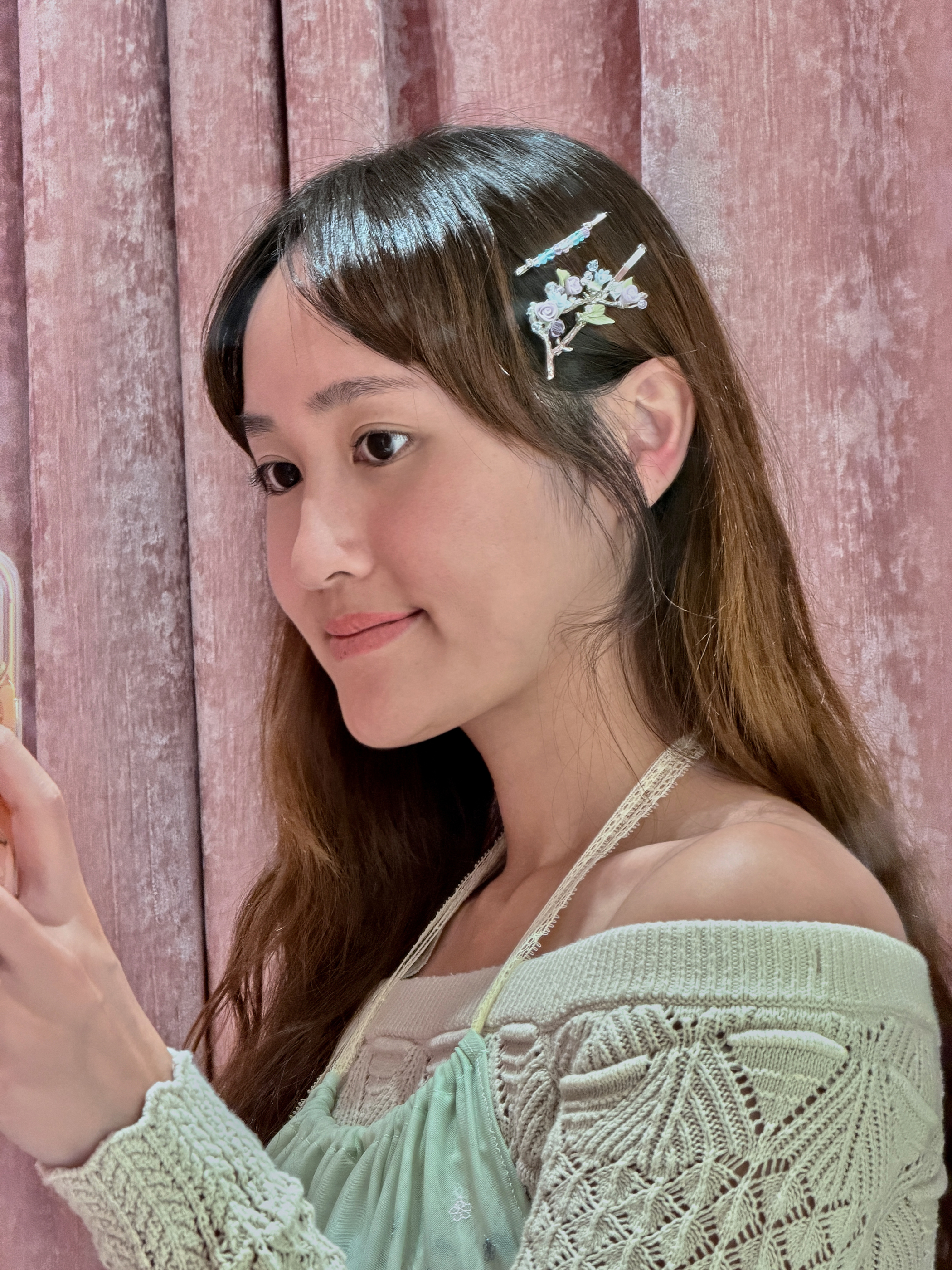 13448 Crystal Ribbon Chain Hair Pin Set