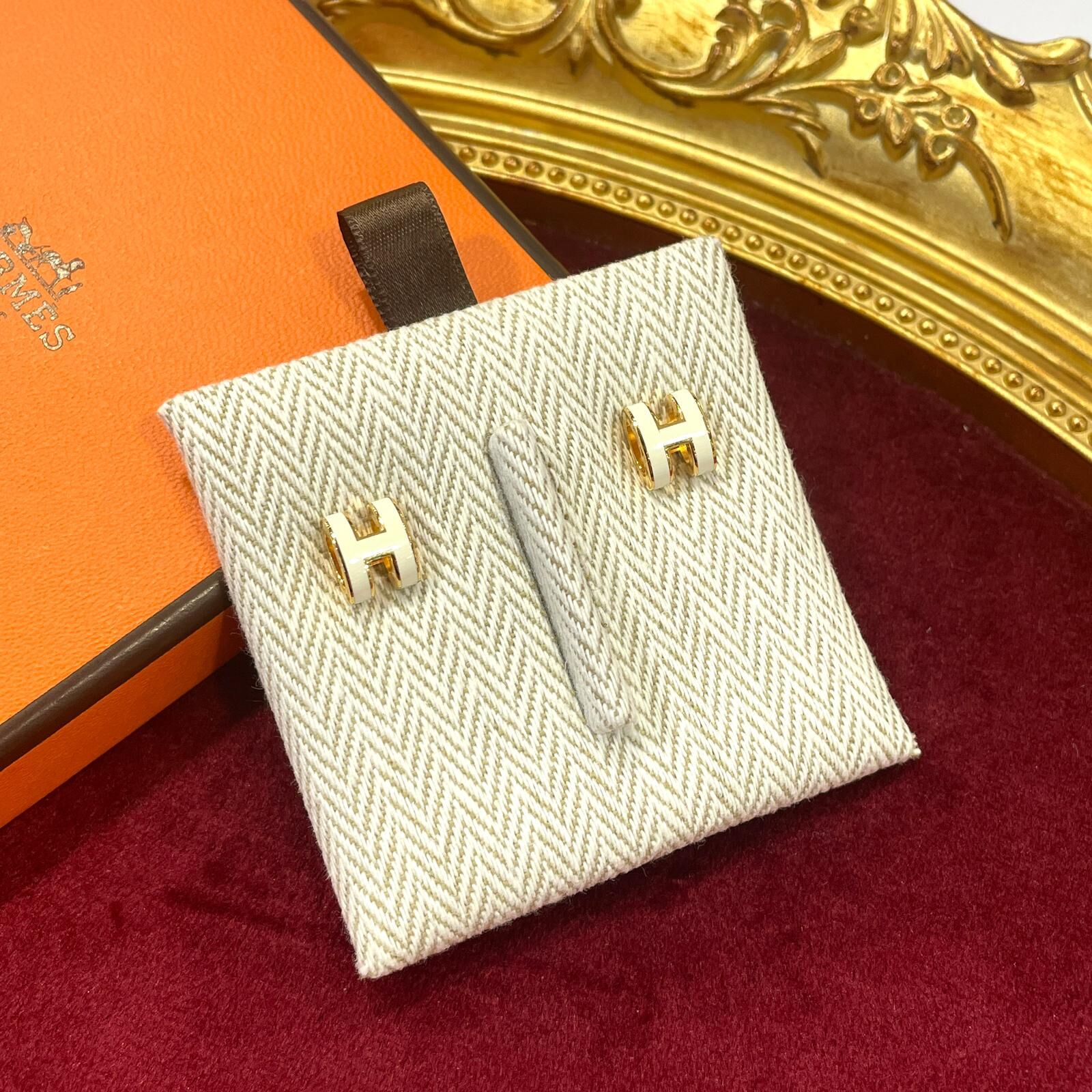全新HERMES耳環 MINI POP H (奶茶x金) Mini POP H Earring #BRAND NEW #香榭站正品