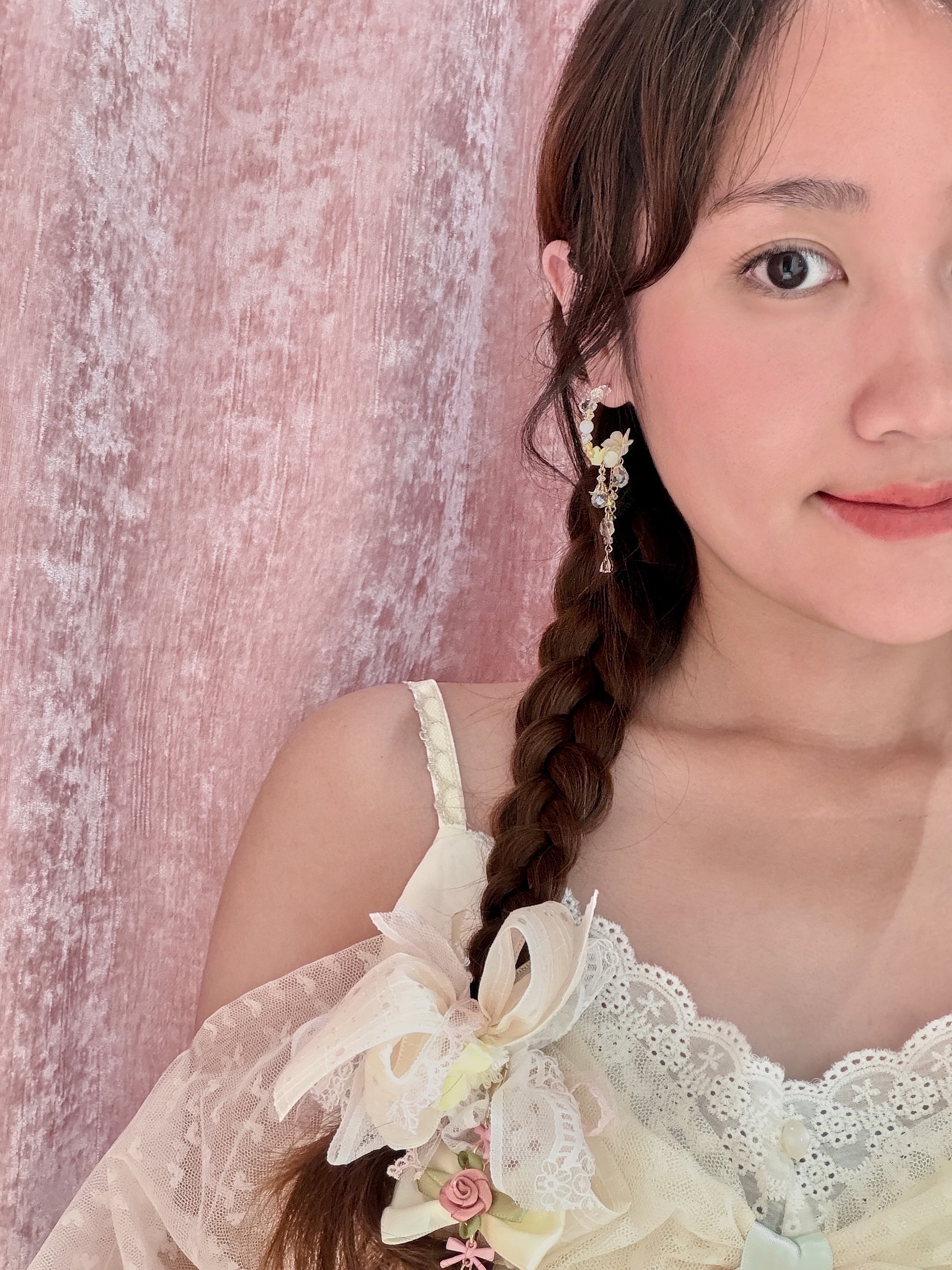 13410 Dreamy Crystal Tassel C Shape S925 Earrings