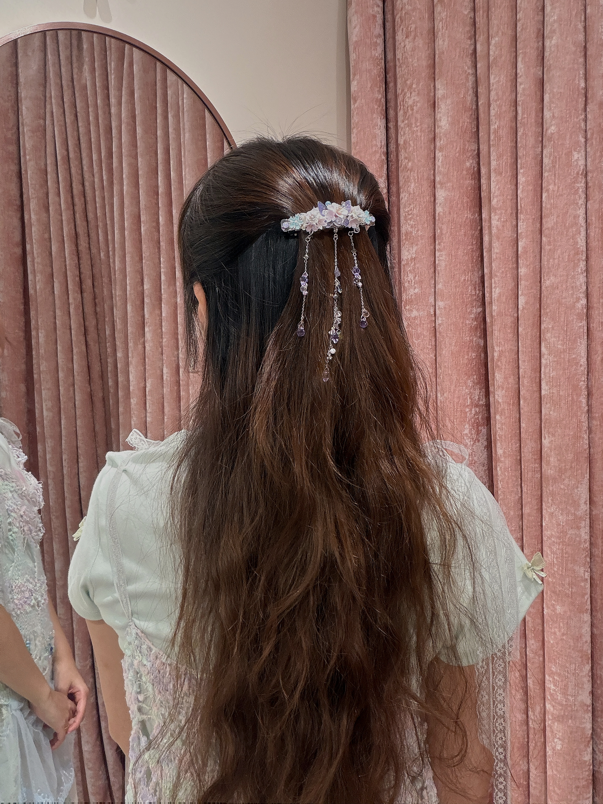 13401 2-Way Butterfly Blossom Tassel Hair Clip