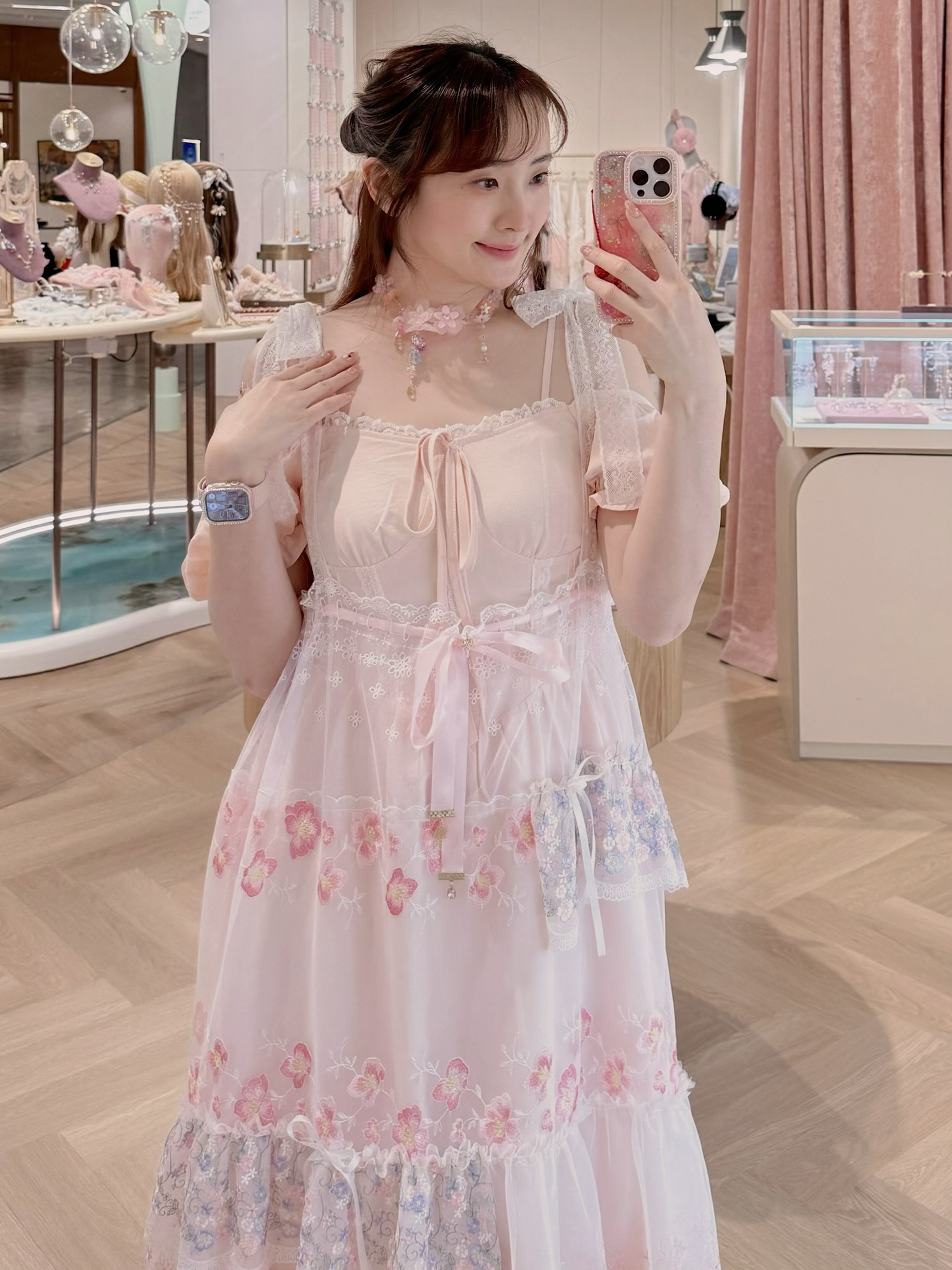 13492 2-Way Layered Bloom Crystal Waterfall S925 Necklace