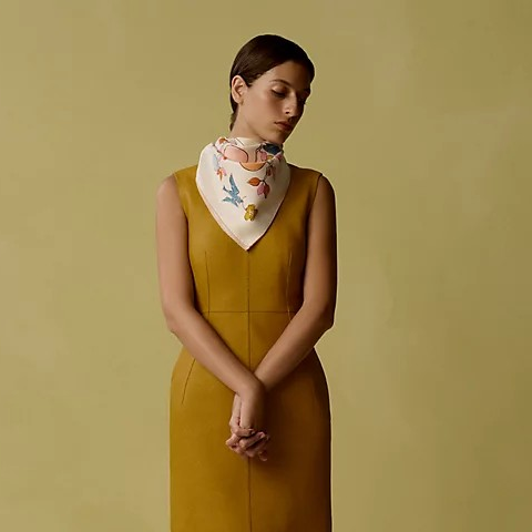 1YK0312-003 [HERMES] Le Pommier Sellier Scarf 90 Bleu Glacier #H004307S 06 (BR)