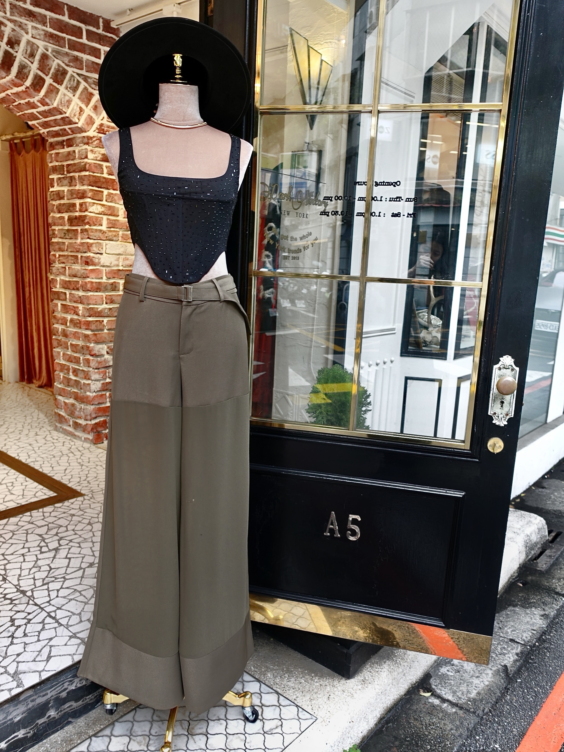 Chiffon Green軍綠色雪紡透紗長寬褲