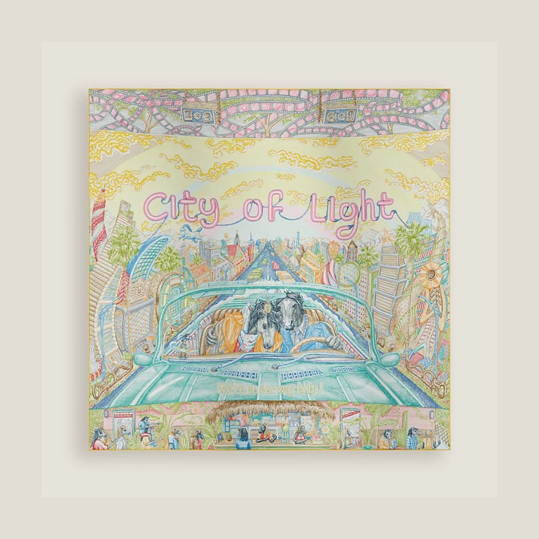 1YK0312-005 [HERMES] City of Light Scarf 90 Yellow #H004103S 07 (BR)